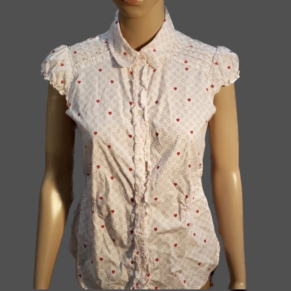 Personal Identity heart print tuxedo shirt small